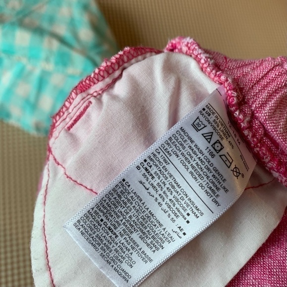 GAP embroidered gingham top w/ pink linen blend shorts set - Picture 7 of 8